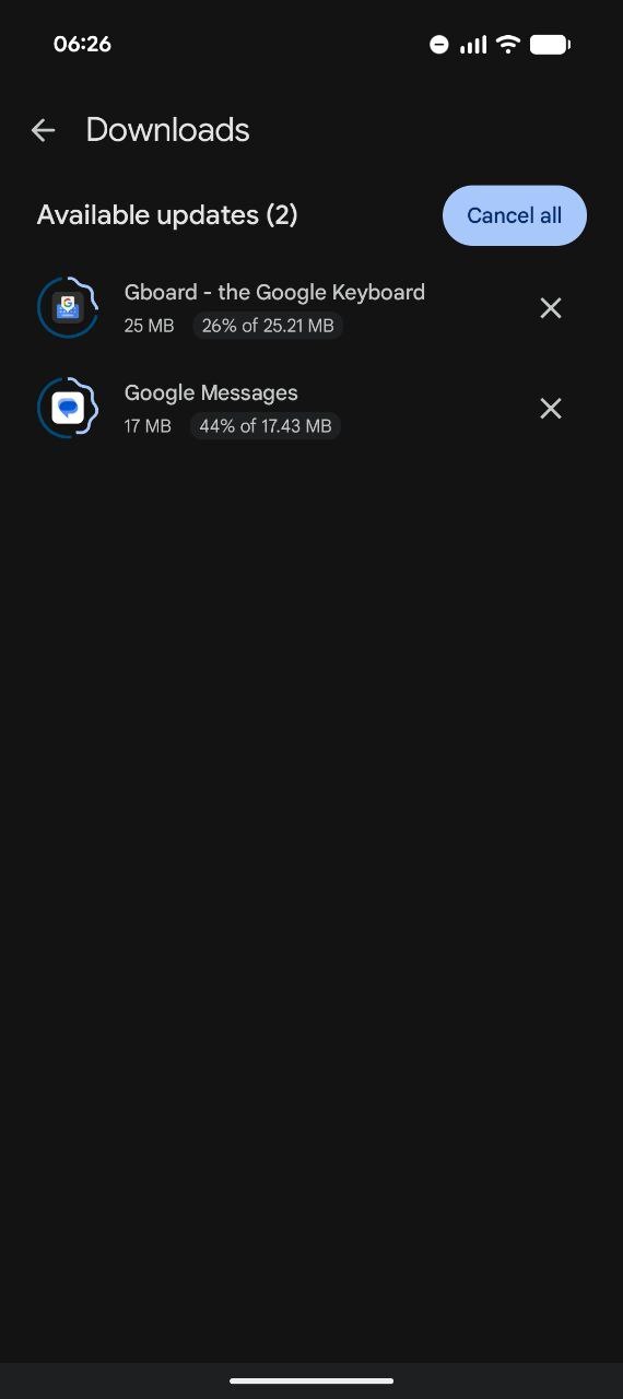Animação de download expressiva da Google Play Store