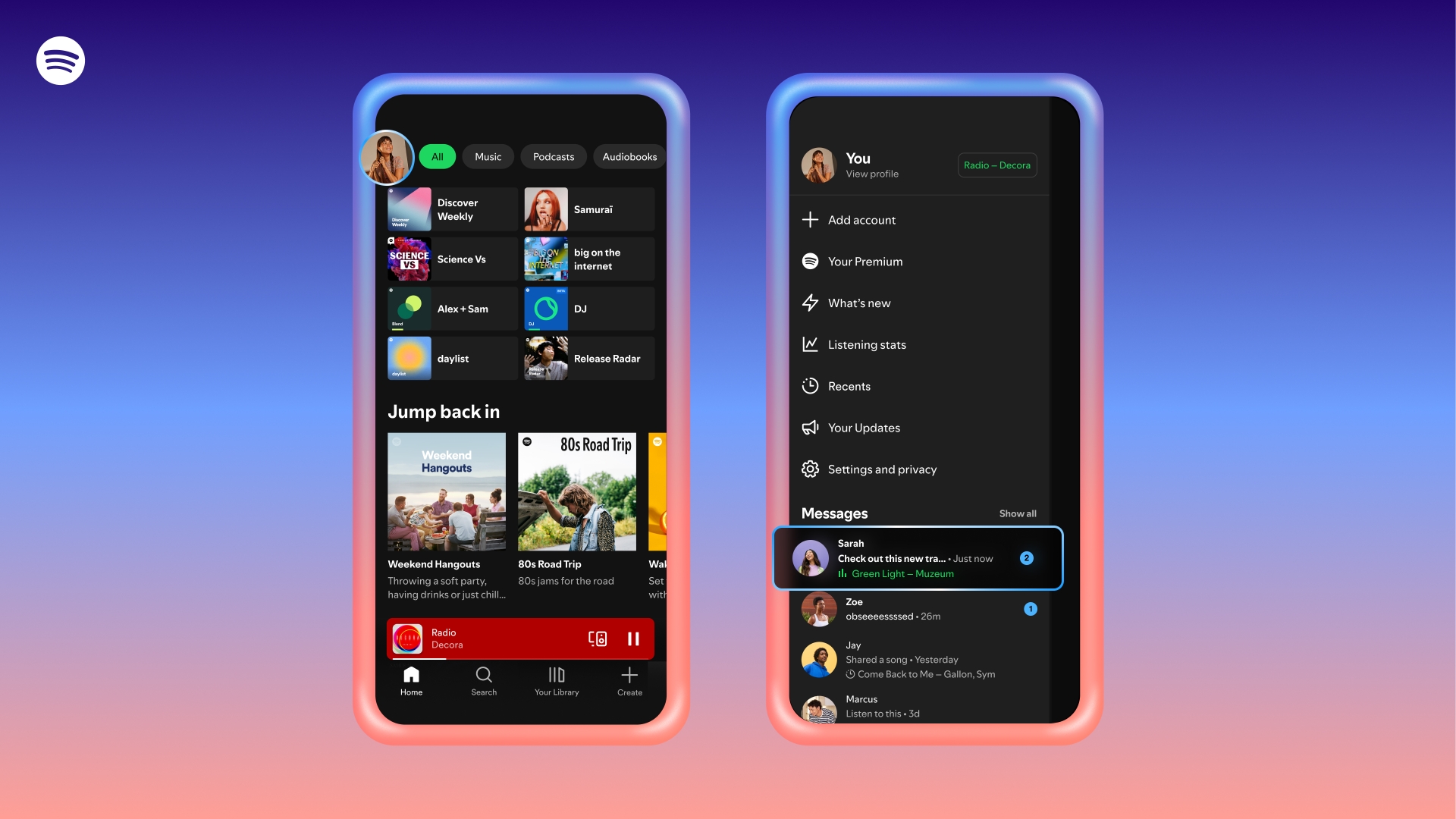 Atividade de escuta do Spotify Atividade auditiva, gaveta lateral