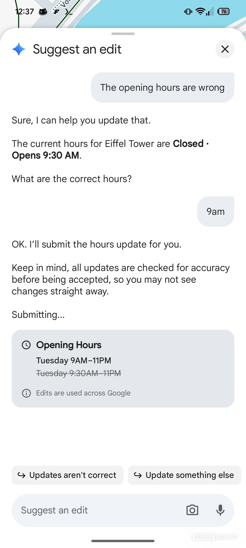 Google Maps sugere uma edição do comportamento do próximo Gemini (2)
