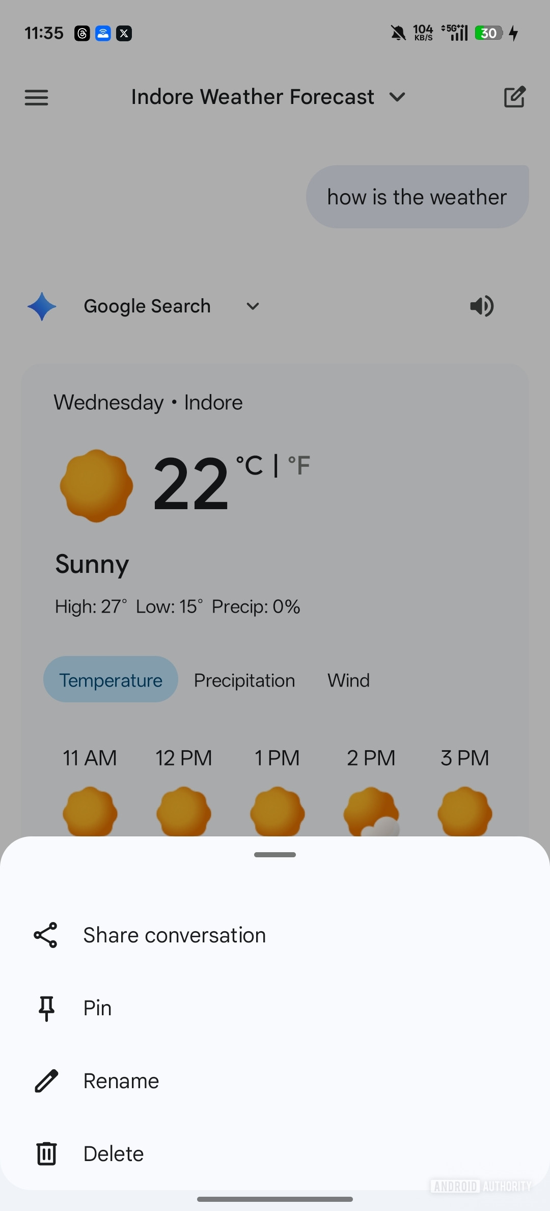 Gemini Compartilhar conversa UI atual