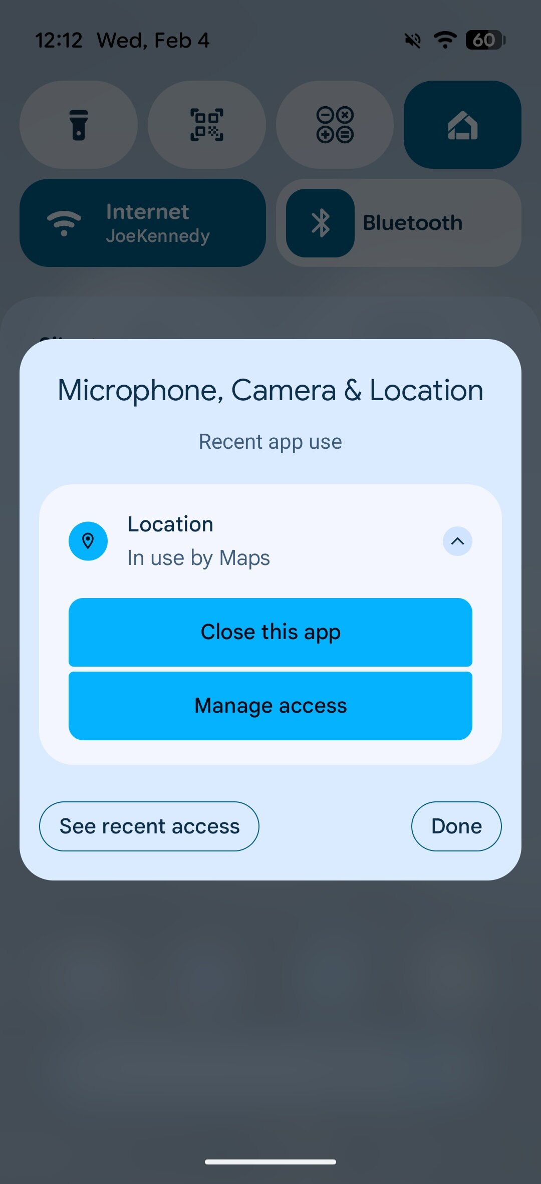 Recurso de acesso à localização no Android 16 QPR3.