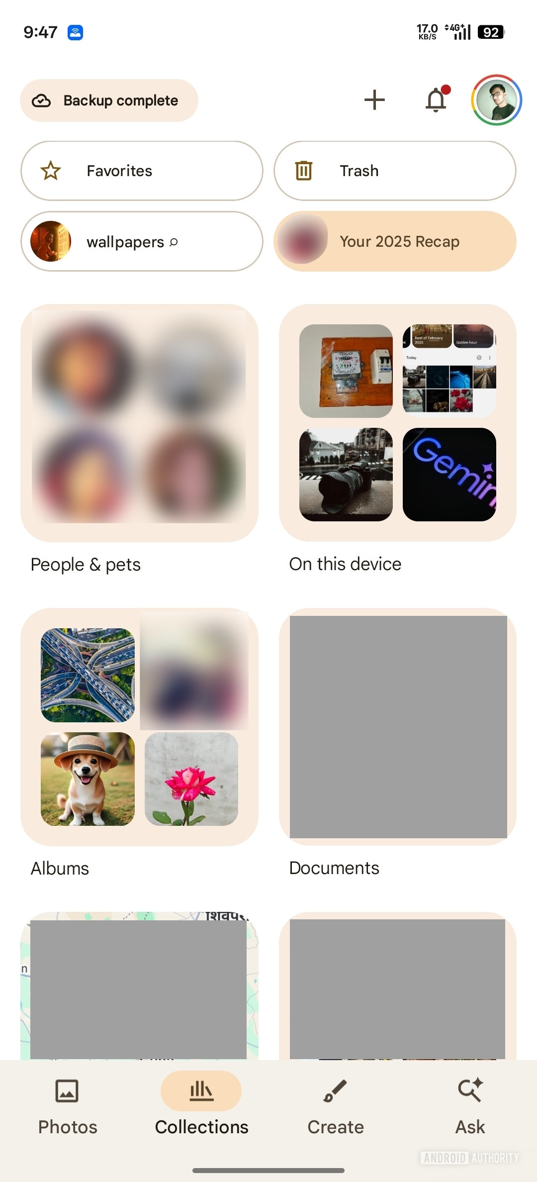 Guia Coleções do Google Fotos UI atual