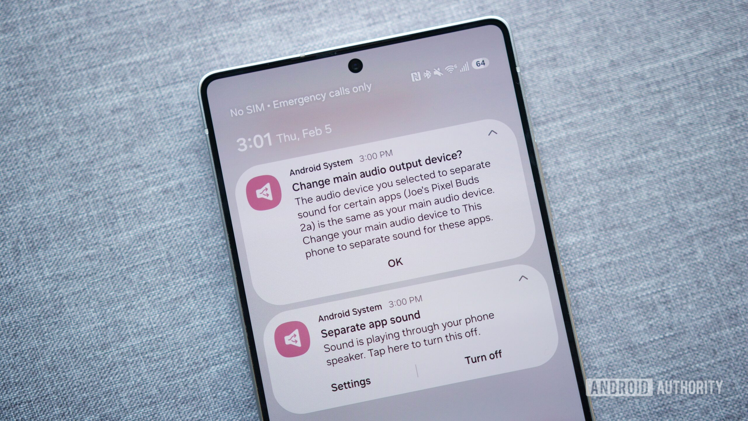Notificação separada do App Sound em um telefone Samsung.