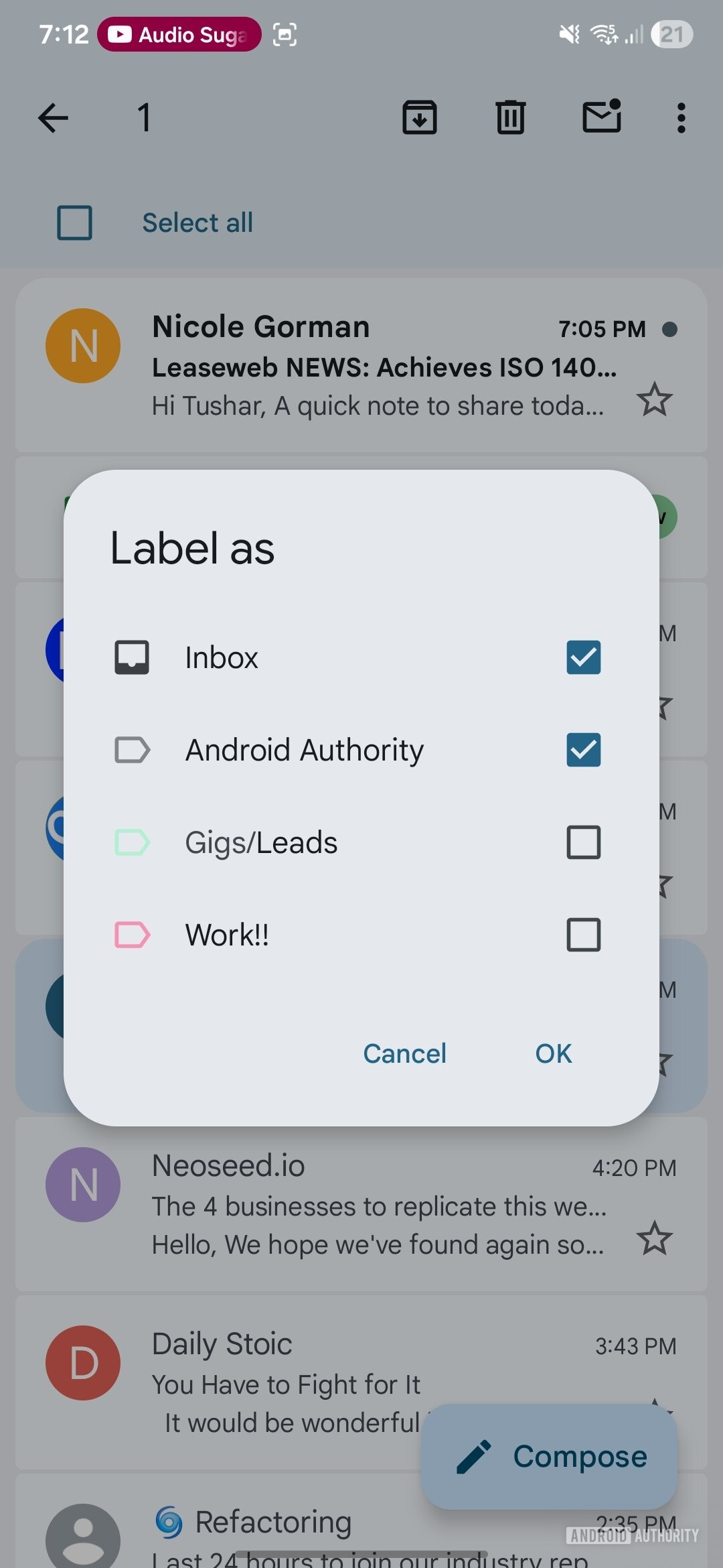 Etiquetas do Gmail para Android Captura de tela 20260210 191203 Gmail