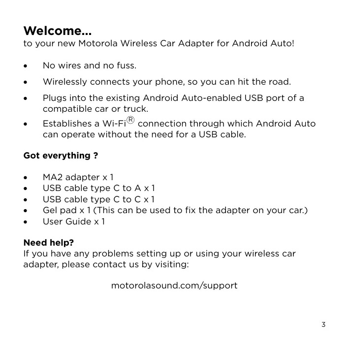 Manual do dongle Motorola MA2 Android Auto FCCIDLookup