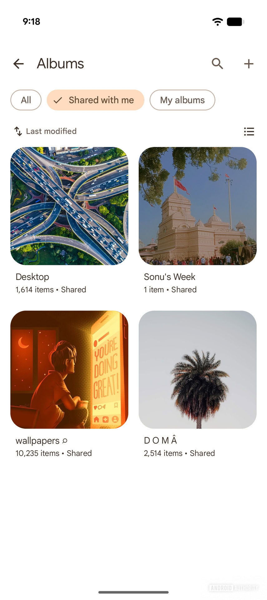 IU do álbum do Google Fotos atual