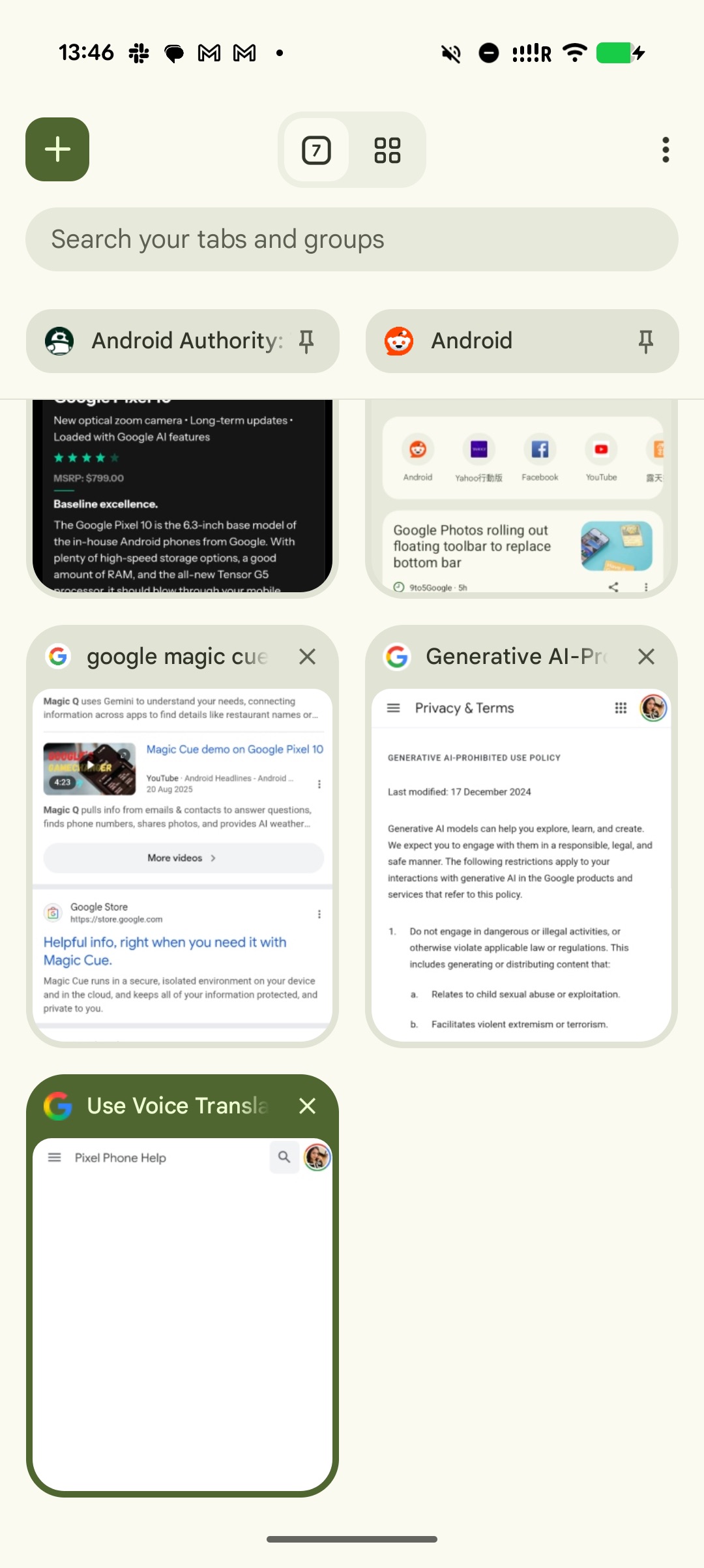 Carrossel de guias fixadas do Google Chrome