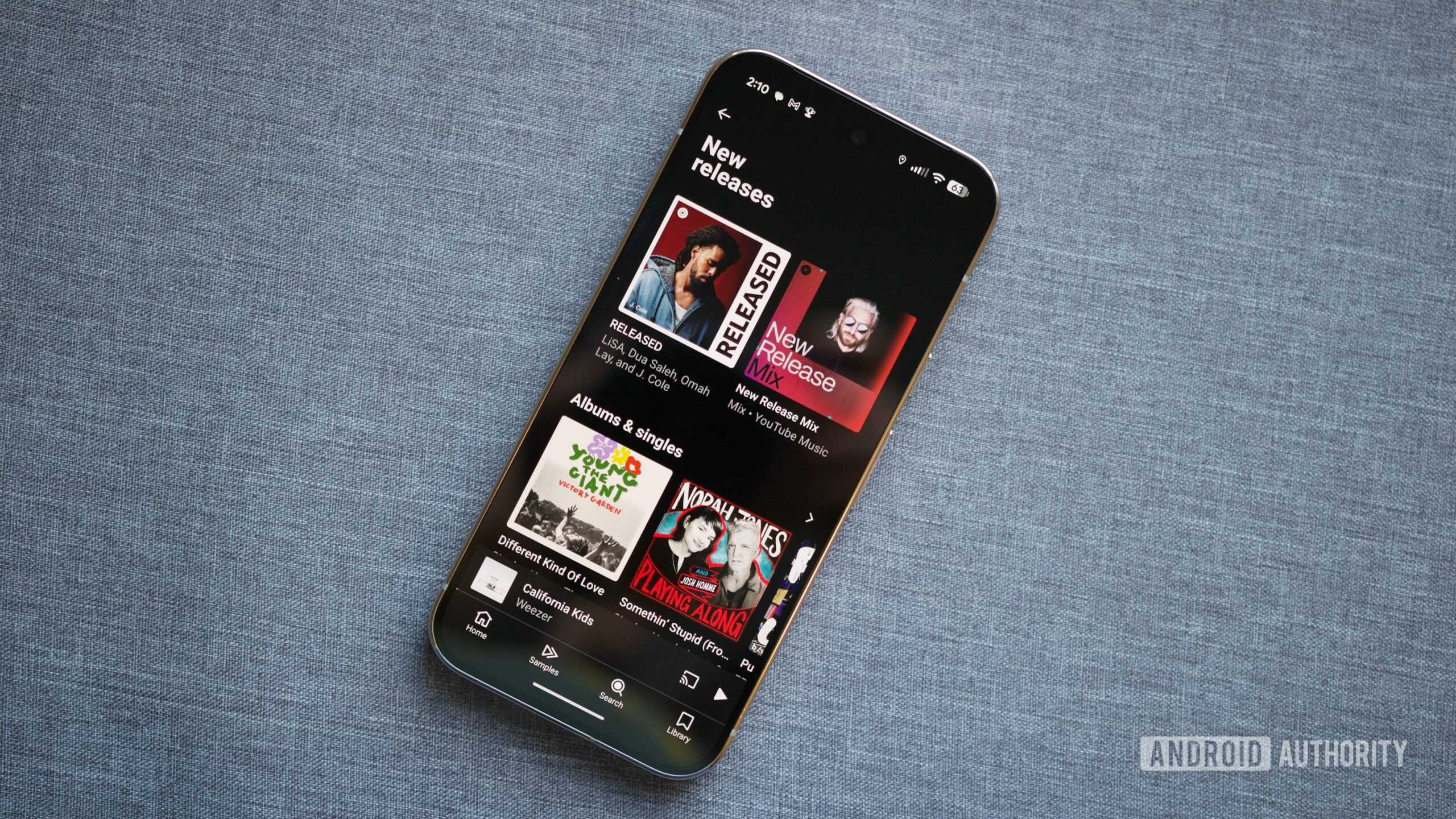 herói da página de novos lançamentos de música do youtube 1 "Novos lançamentos" página no aplicativo YouTube Music.