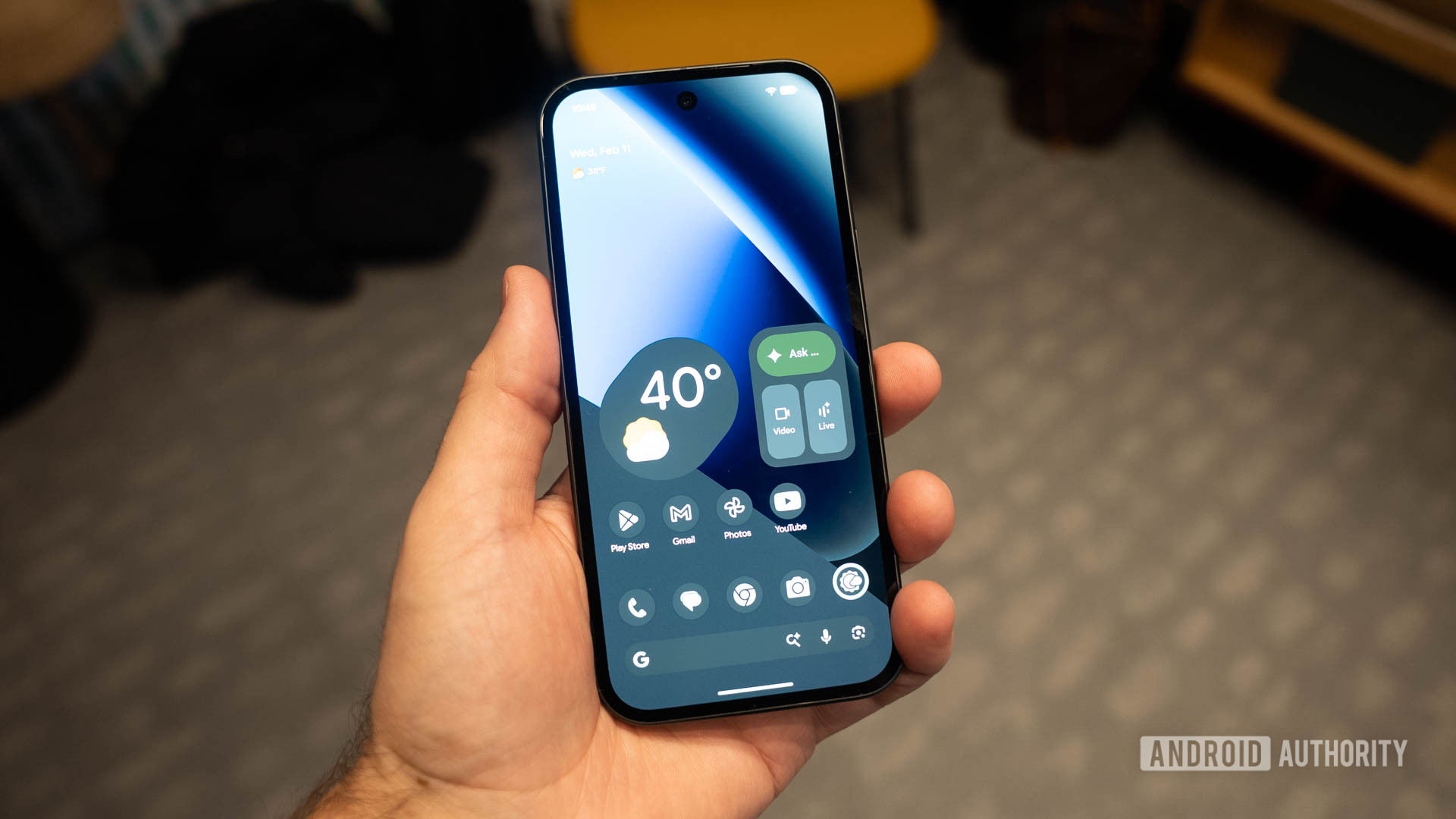 Tela Obsidian do Google Pixel 10a na mão