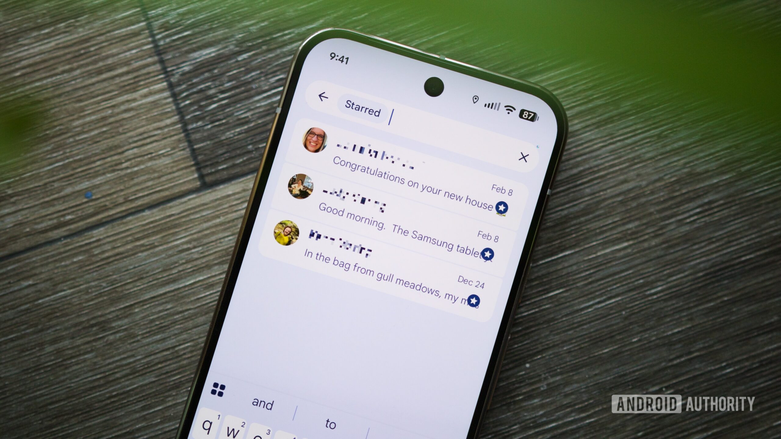 Mensagens marcadas com estrela no Mensagens do Google.