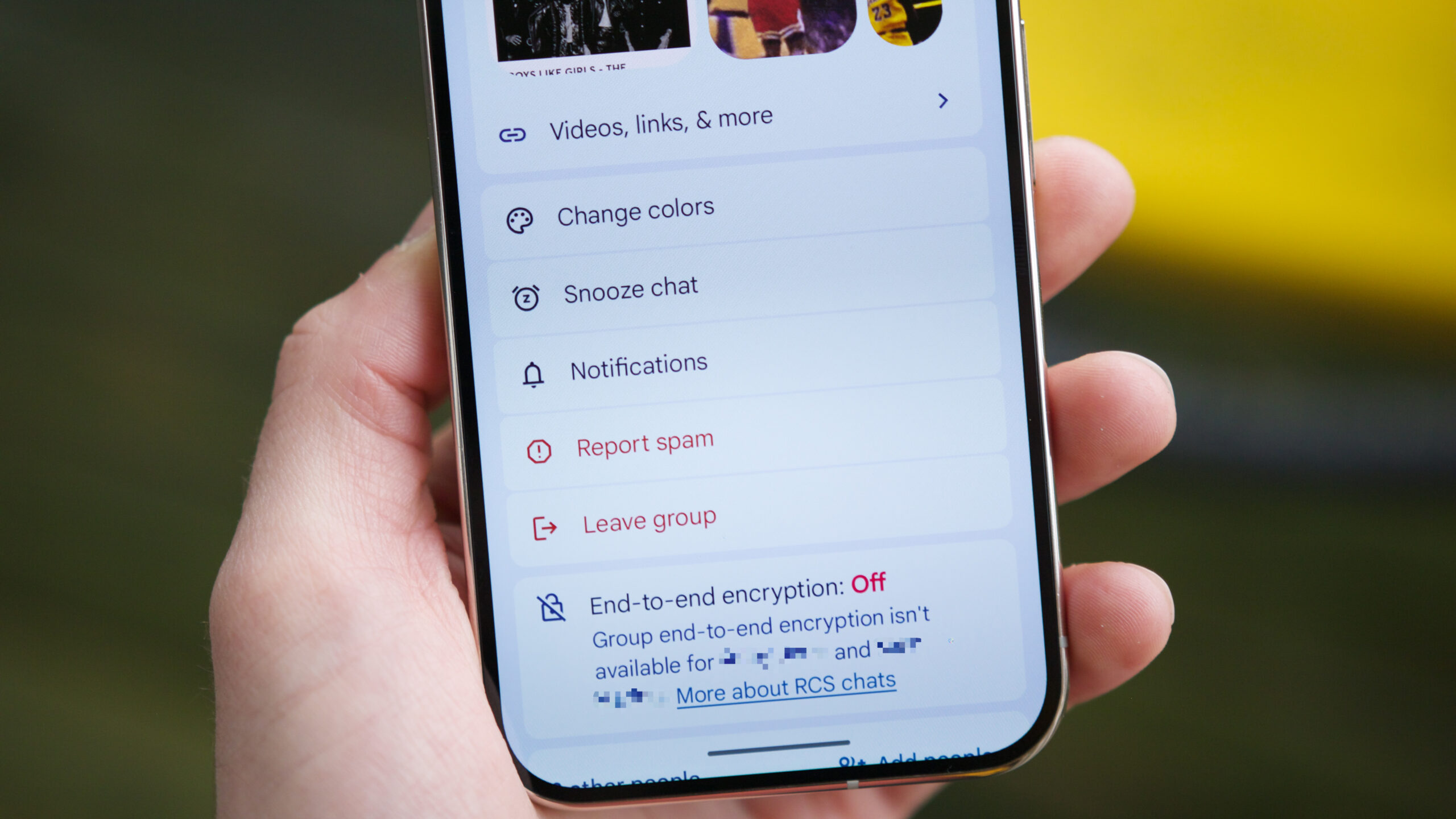 Configurações de mensagens de grupo no Mensagens do Google.