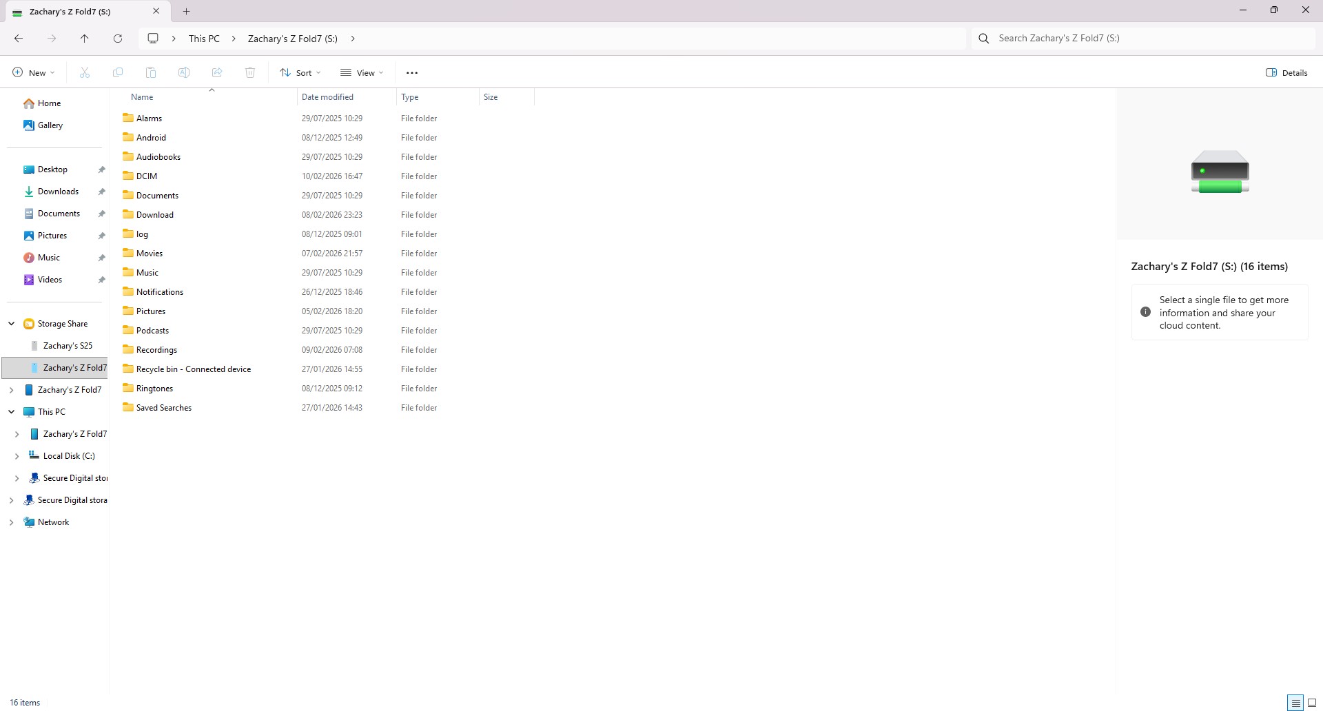 Armazenamento direto do livro Galaxy