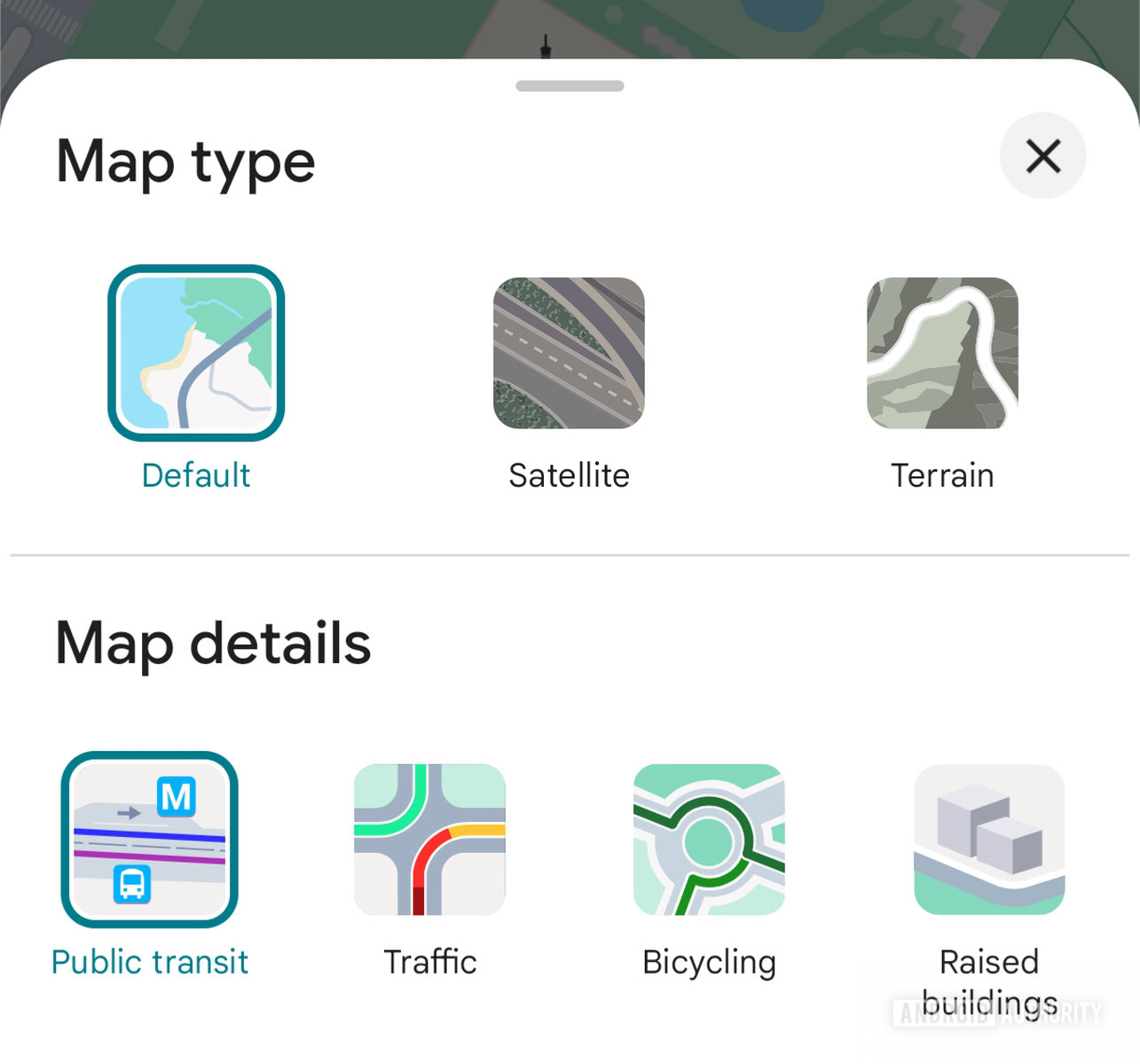 Próxima interface do Google Maps com cantos arredondados
