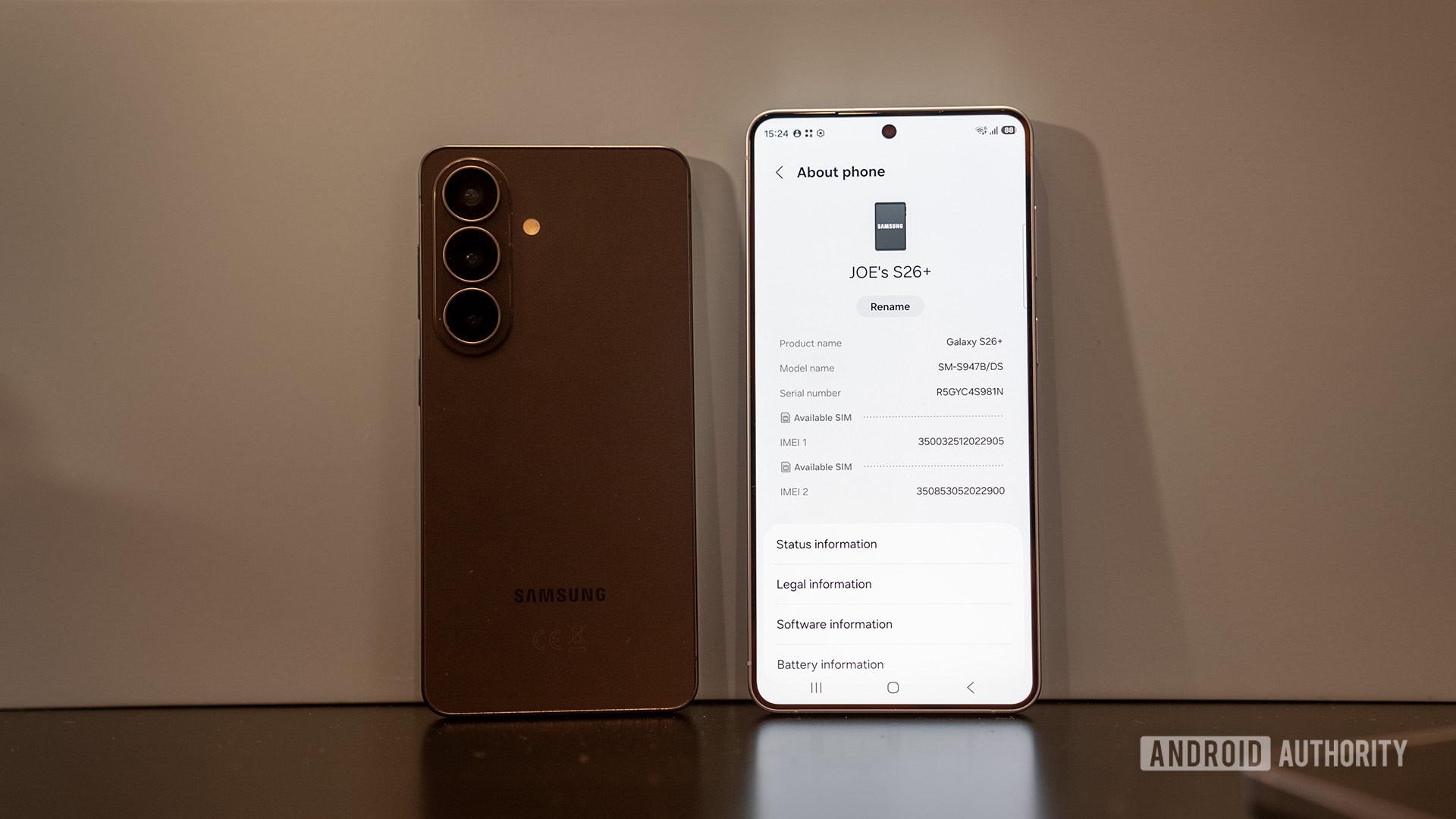 Samsung Galaxy S26 Plus mostrando a tela do telefone