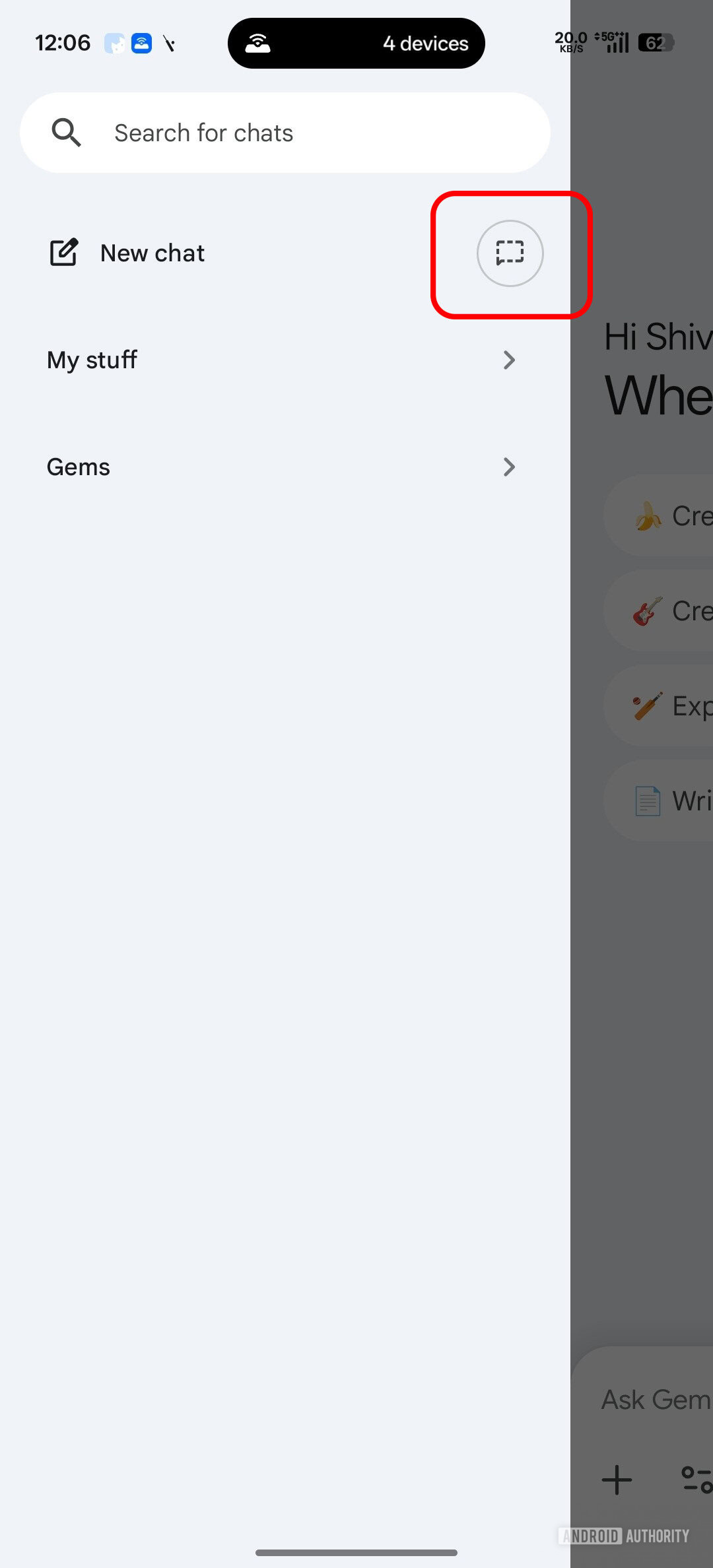 Bate-papo temporário Gemini atual