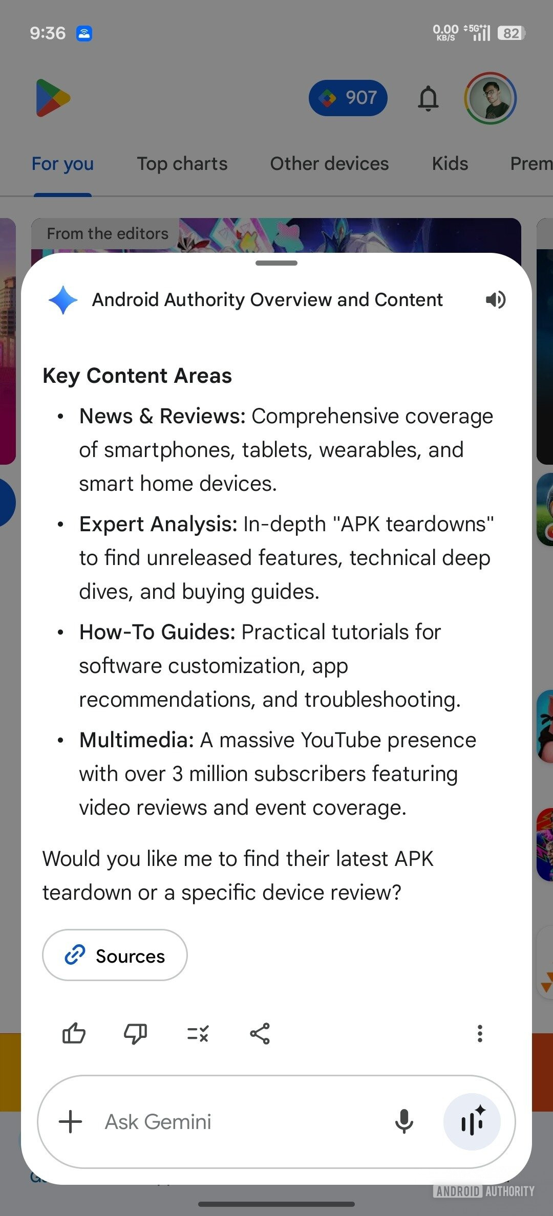 Sobreposição flutuante atual 2 do Gemini Android
