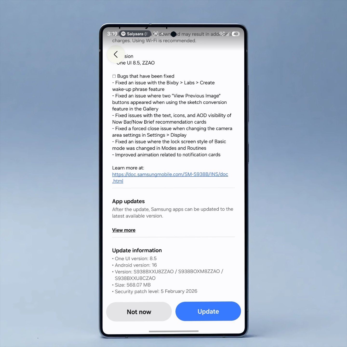 One UI 8.5 beta 6 para a série Galaxy S25