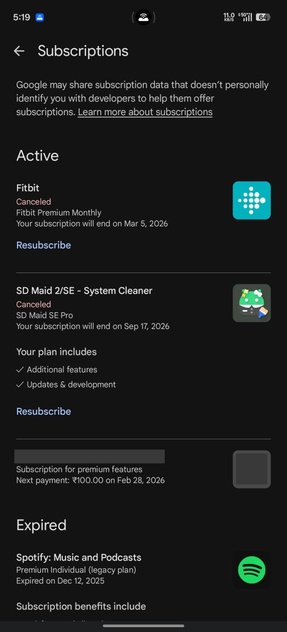 assinaturas da Play Store 1