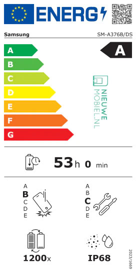 Etiqueta energética do Samsung Galaxy A37 Etiqueta energética do Samsung Galaxy A37