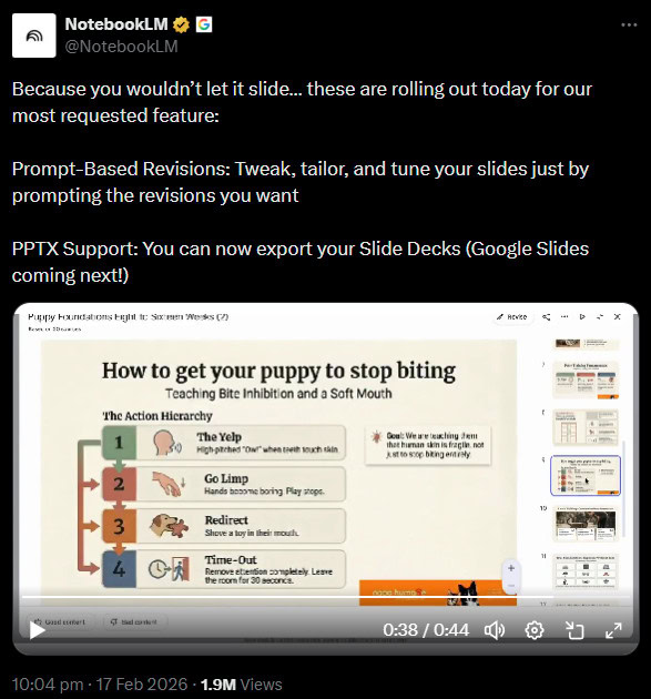 NotebookLM editar apresentações de slides Twitter
