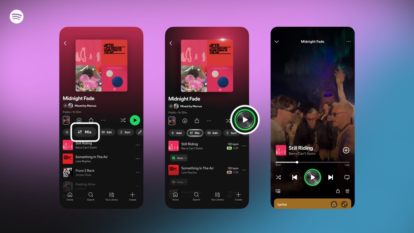 Mixagem de lista de reprodução do Spotify