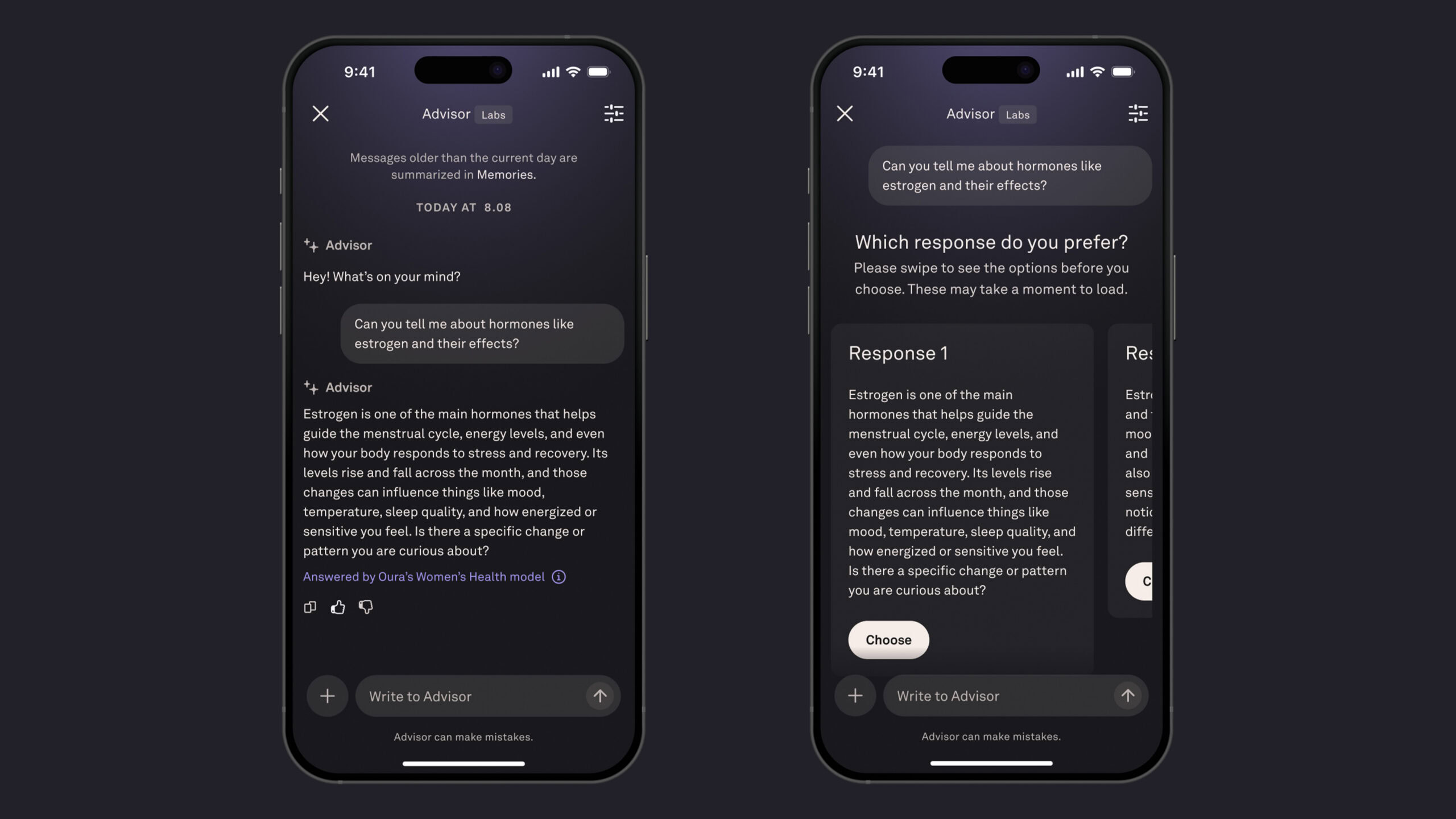 Oura Advisor AI Modelo de Saúde Feminina