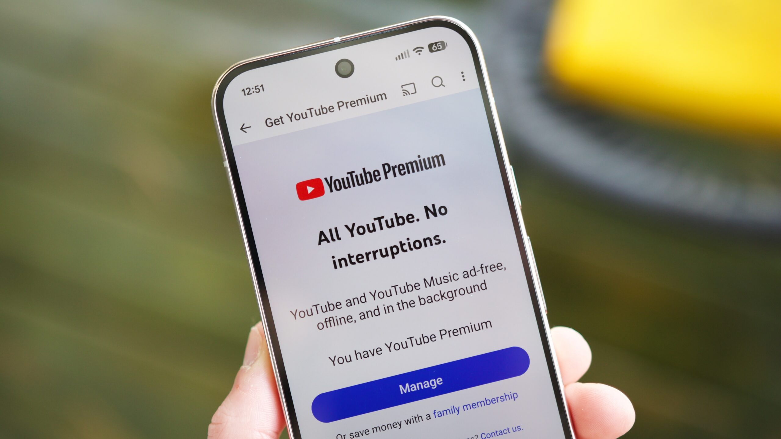 página de destino premium do youtube 2026 herói 3 Página inicial do YouTube Premium no aplicativo YouTube.