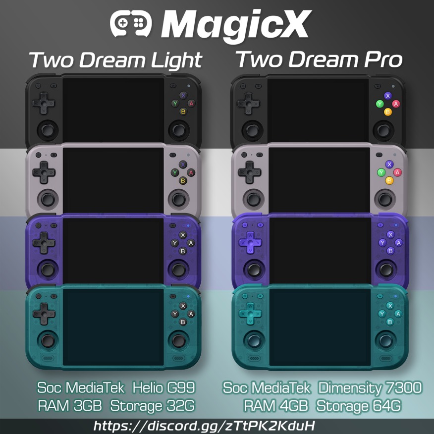 Especificações principais dos portáteis MagicX Two Dream Discord oficial