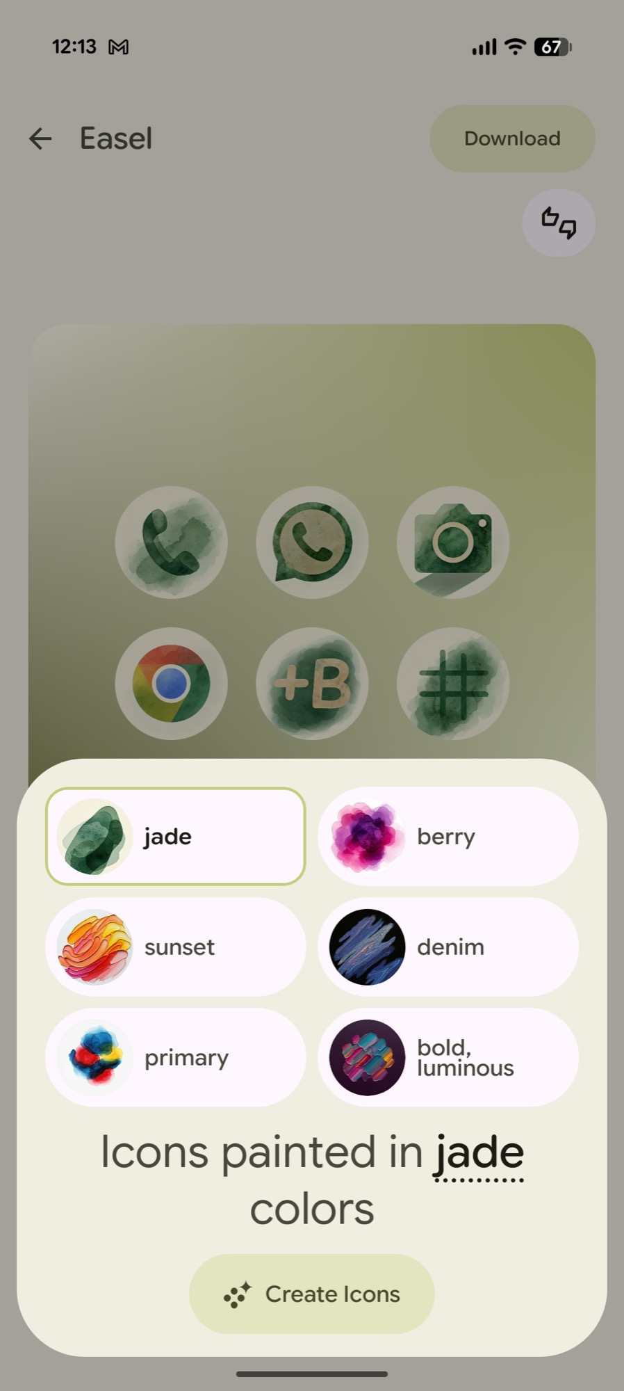 captura de tela android 16 qpr3 ícones de estilo de papel de parede criar cavalete