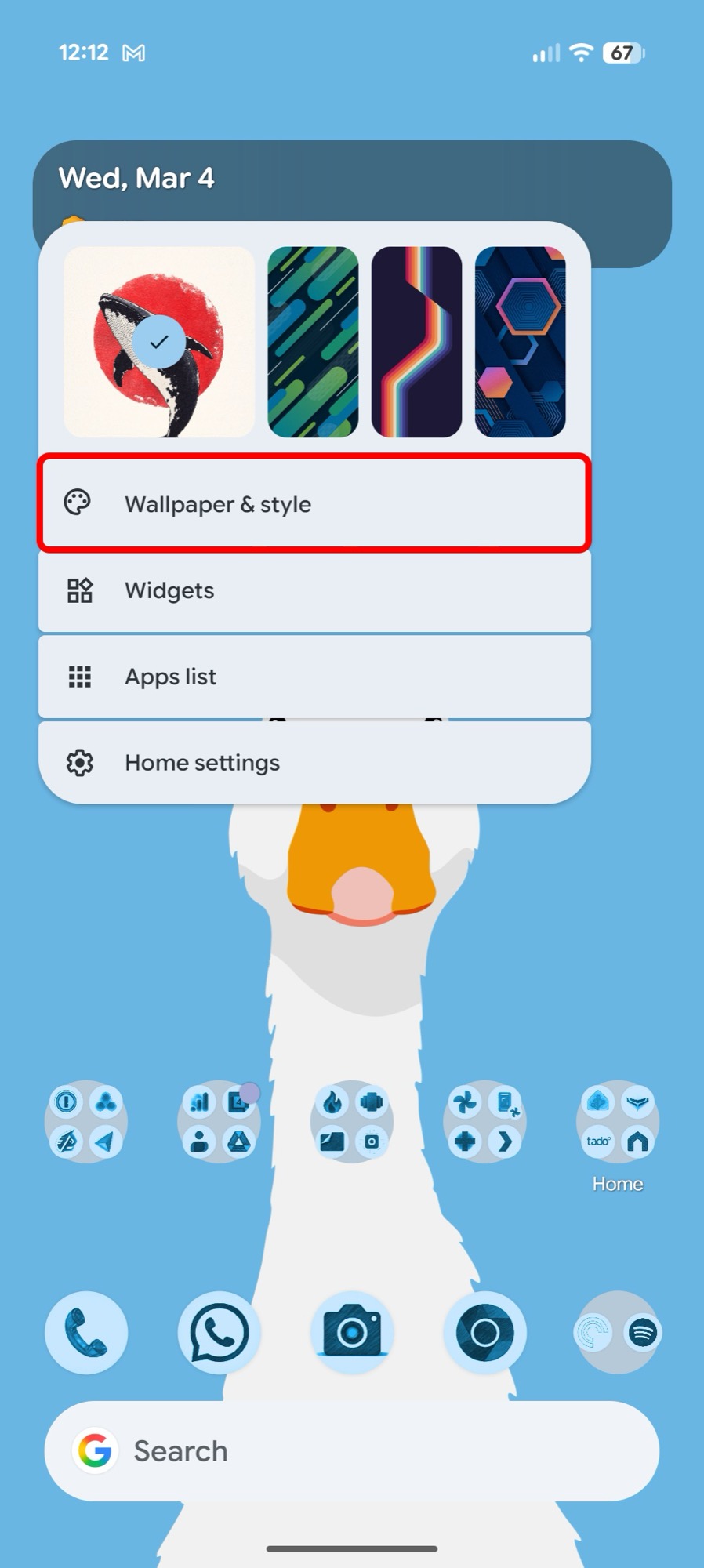 captura de tela android 16 qpr3 estilo de papel de parede