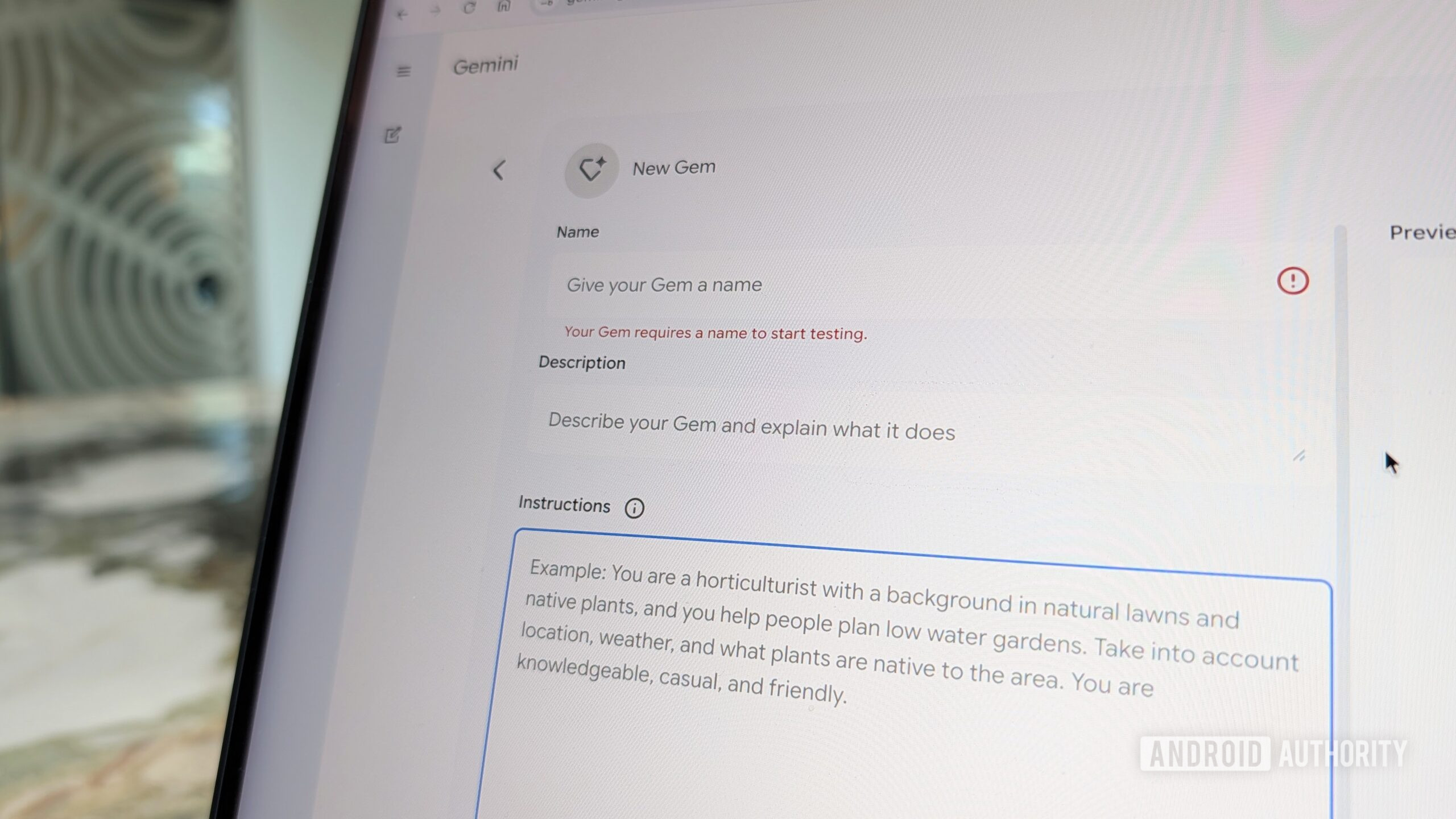 Criação de Gemini Gem na web