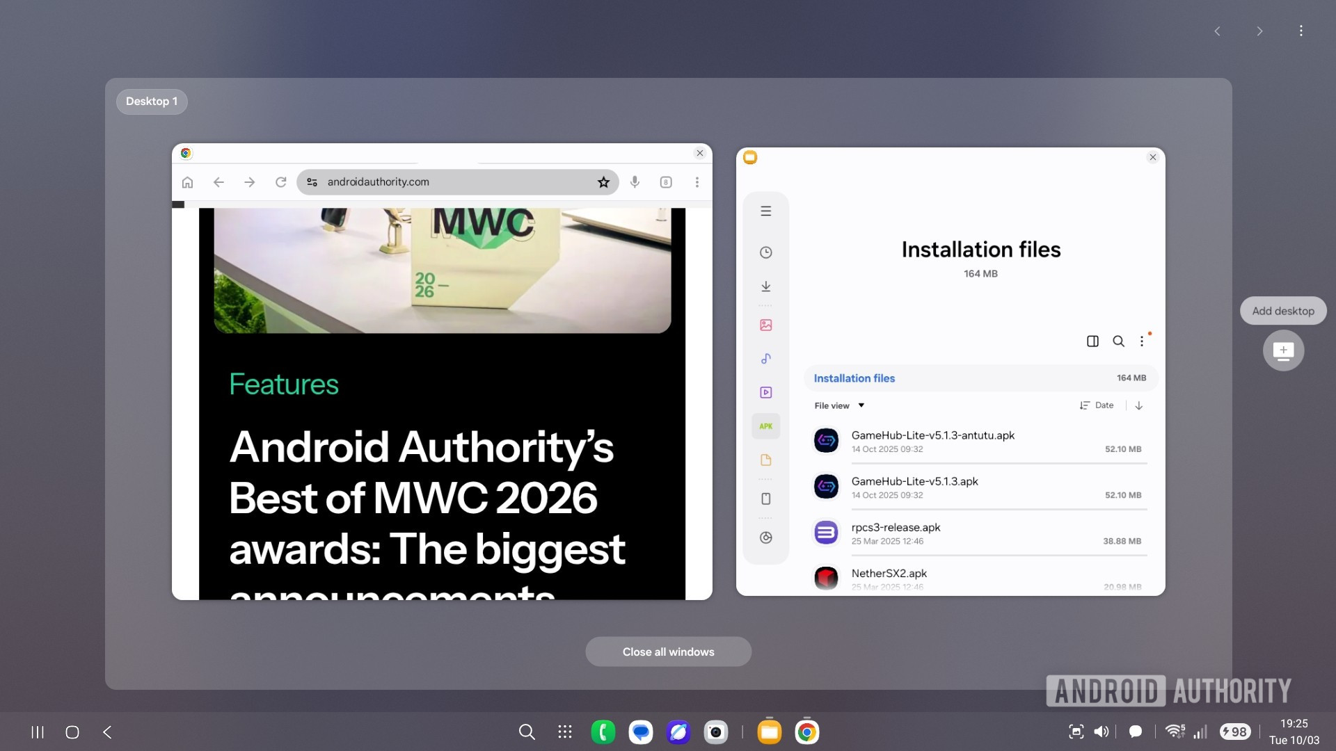 Samsung Dex One UI multi-desktop