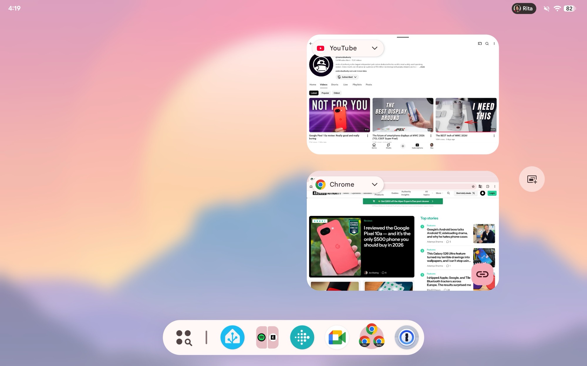 android 16 qpr3 captura de tela alternador de aplicativos desktop novo 2
