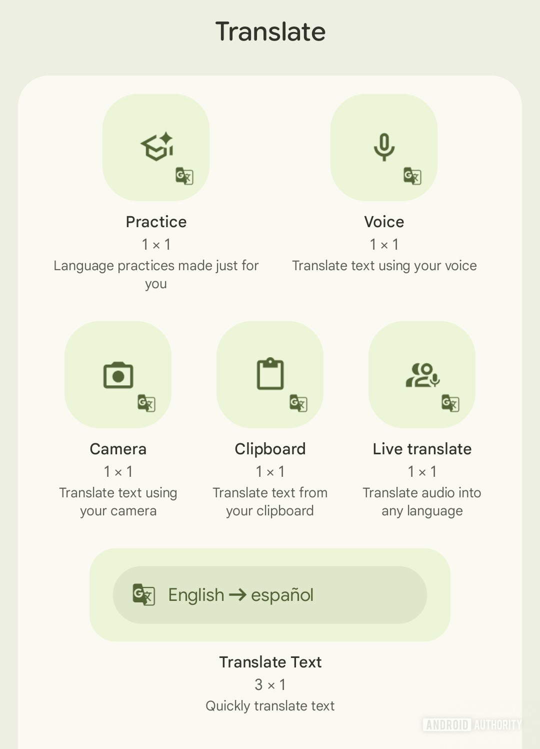 traduzir novos tamanhos de widgets