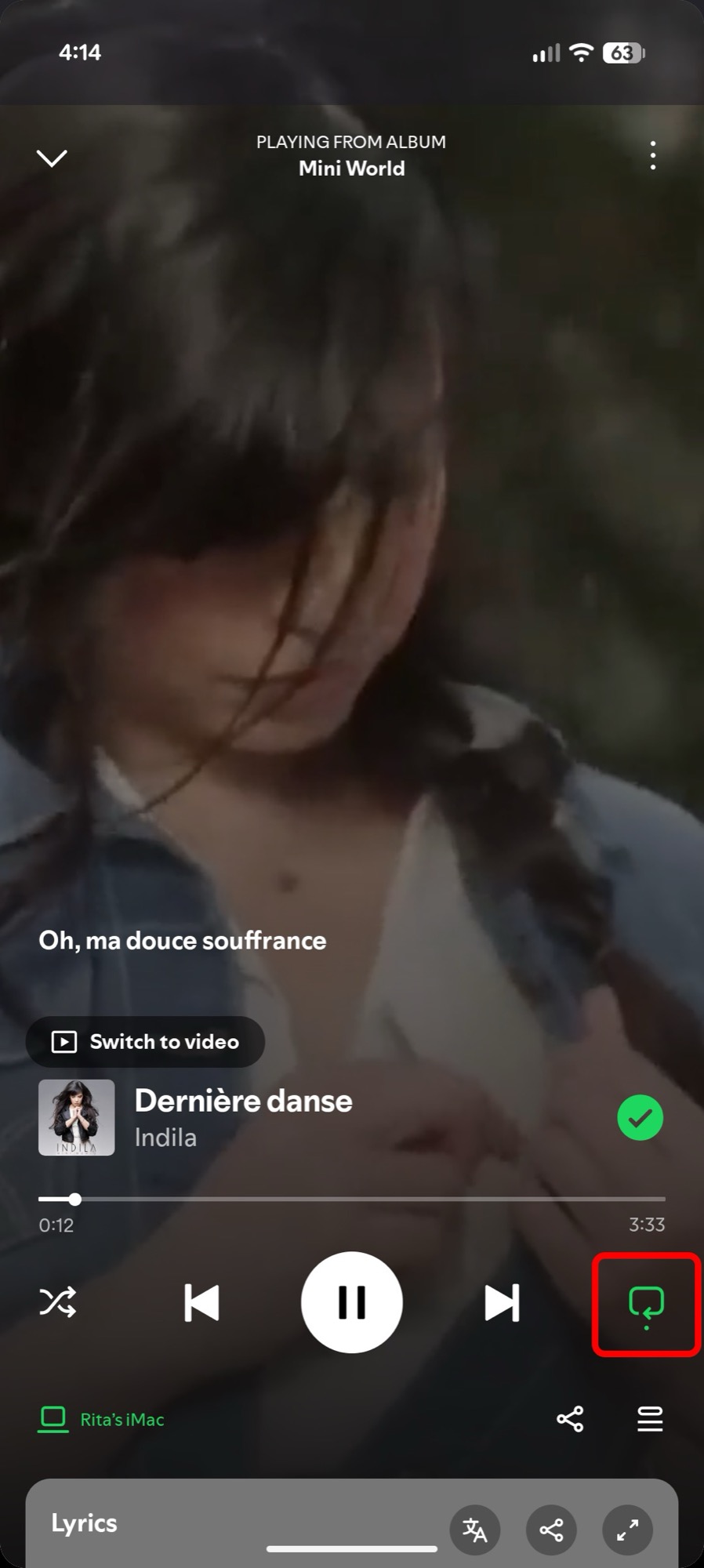 spotify repetir álbum ou playlist