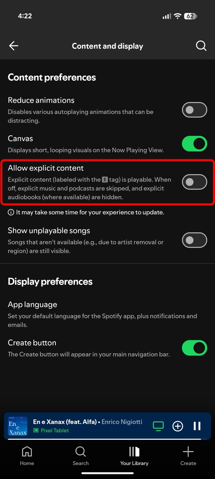 spotify desabilitar conteúdo explícito
