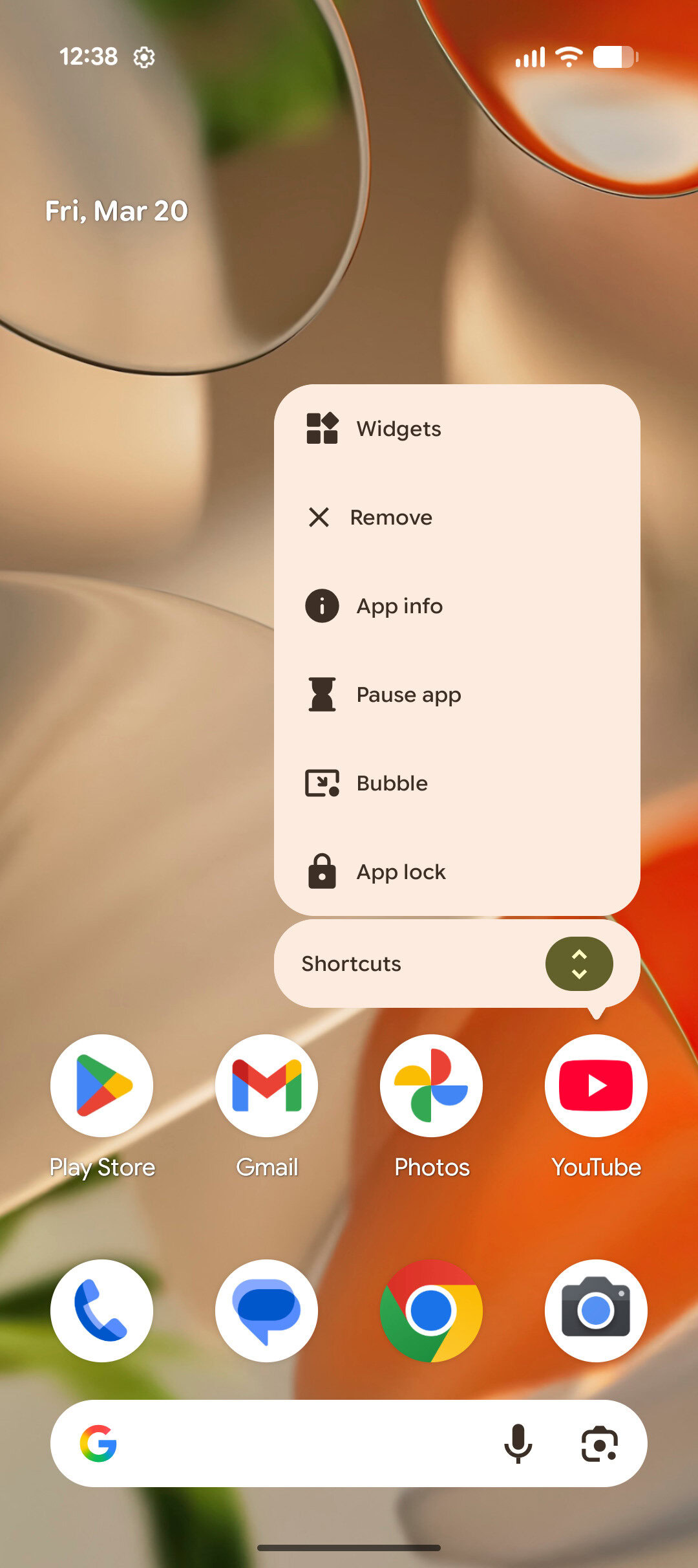 Menu de toque longo redesenhado 2