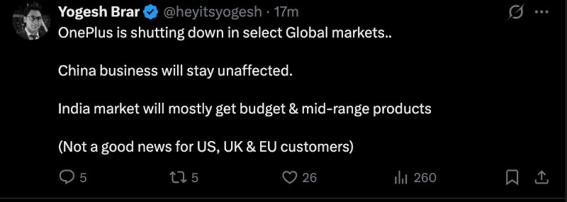 Rumor de desligamento global do OnePlus, Yogesh Brar Rumor de desligamento global do OnePlus, Yogesh Brar