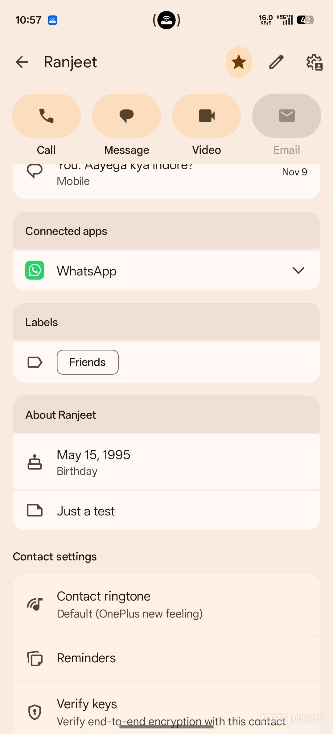 página de perfil de contatos antiga 2
