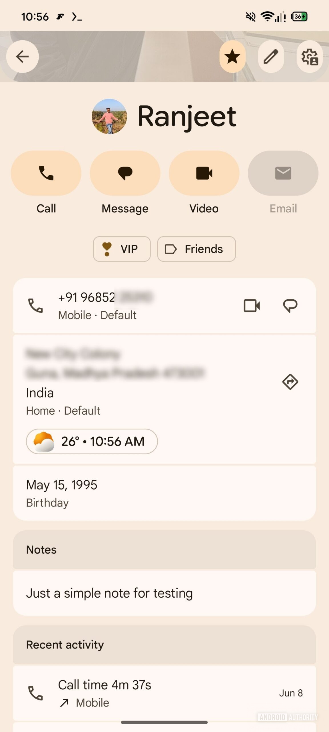página de perfil de contatos nova 1