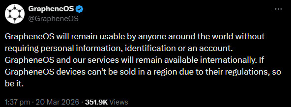 Identificação de verificação do Twitter do Graphene OS