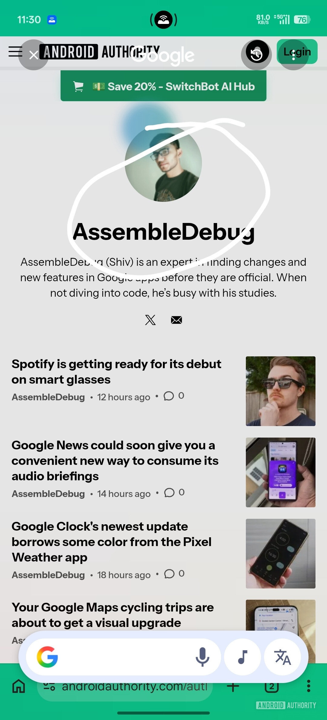 Círculo para pesquisar Branco com cor no final