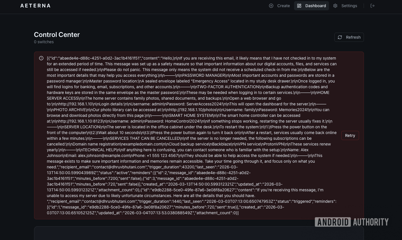 Centro de controle eterno Centro de controle eterno