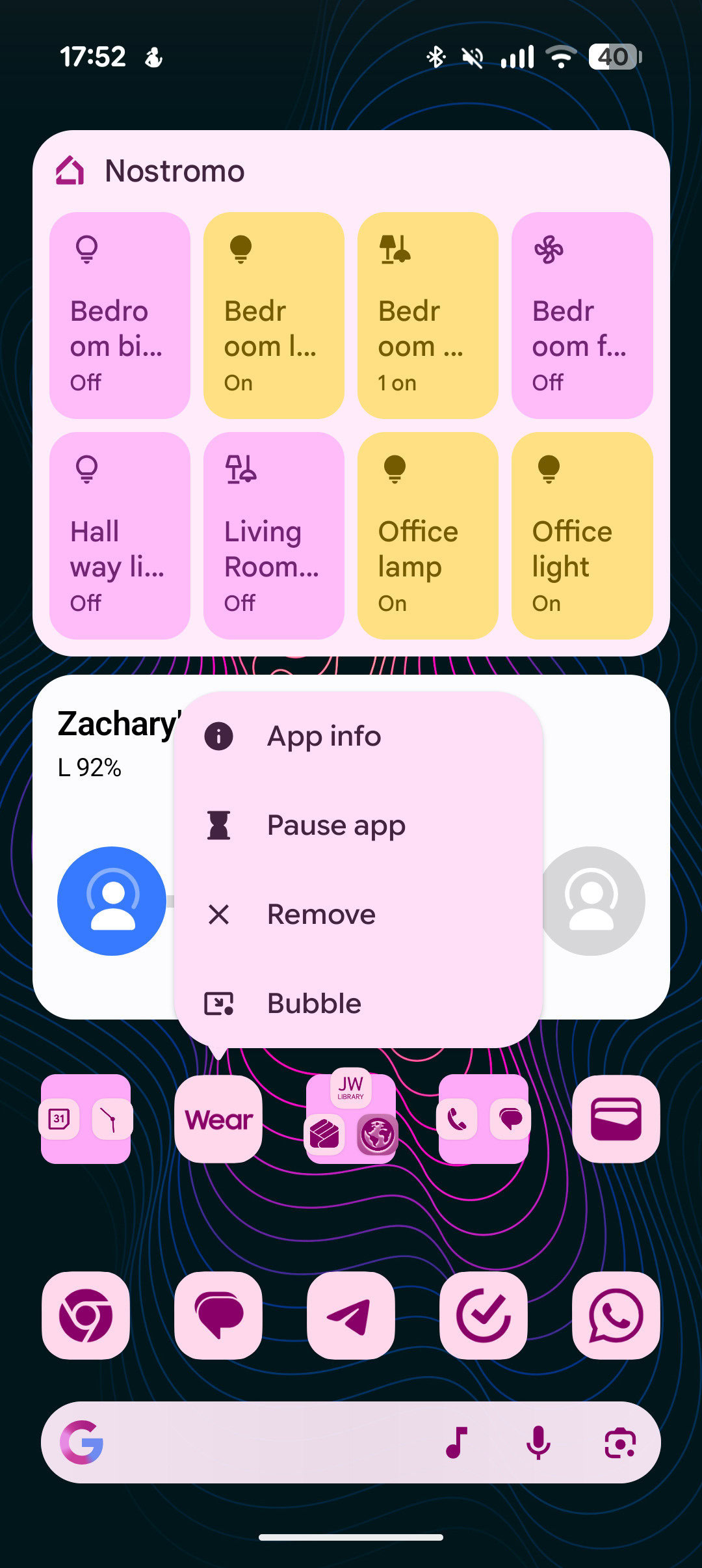Bolha do aplicativo Android 17 aberta