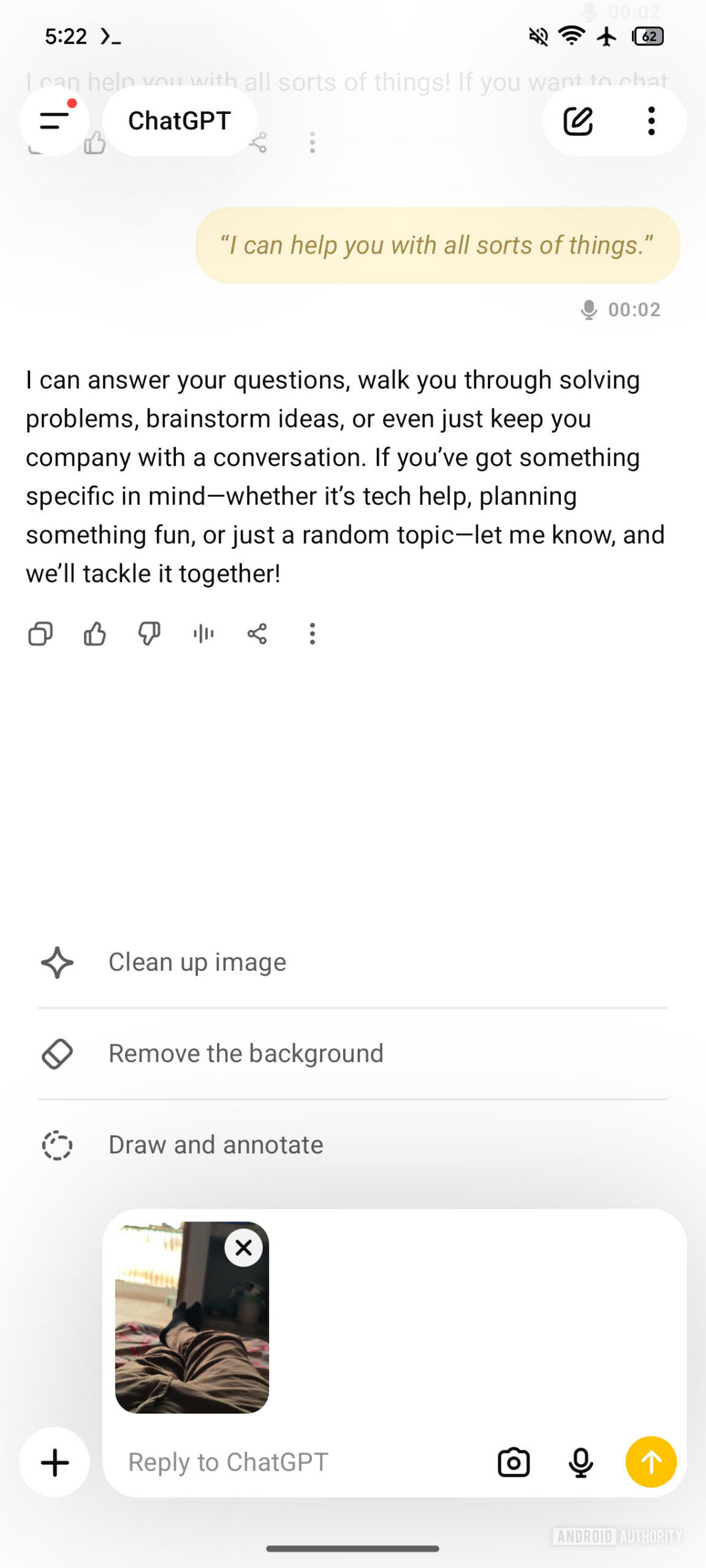 Opções de fotos ChatGPT