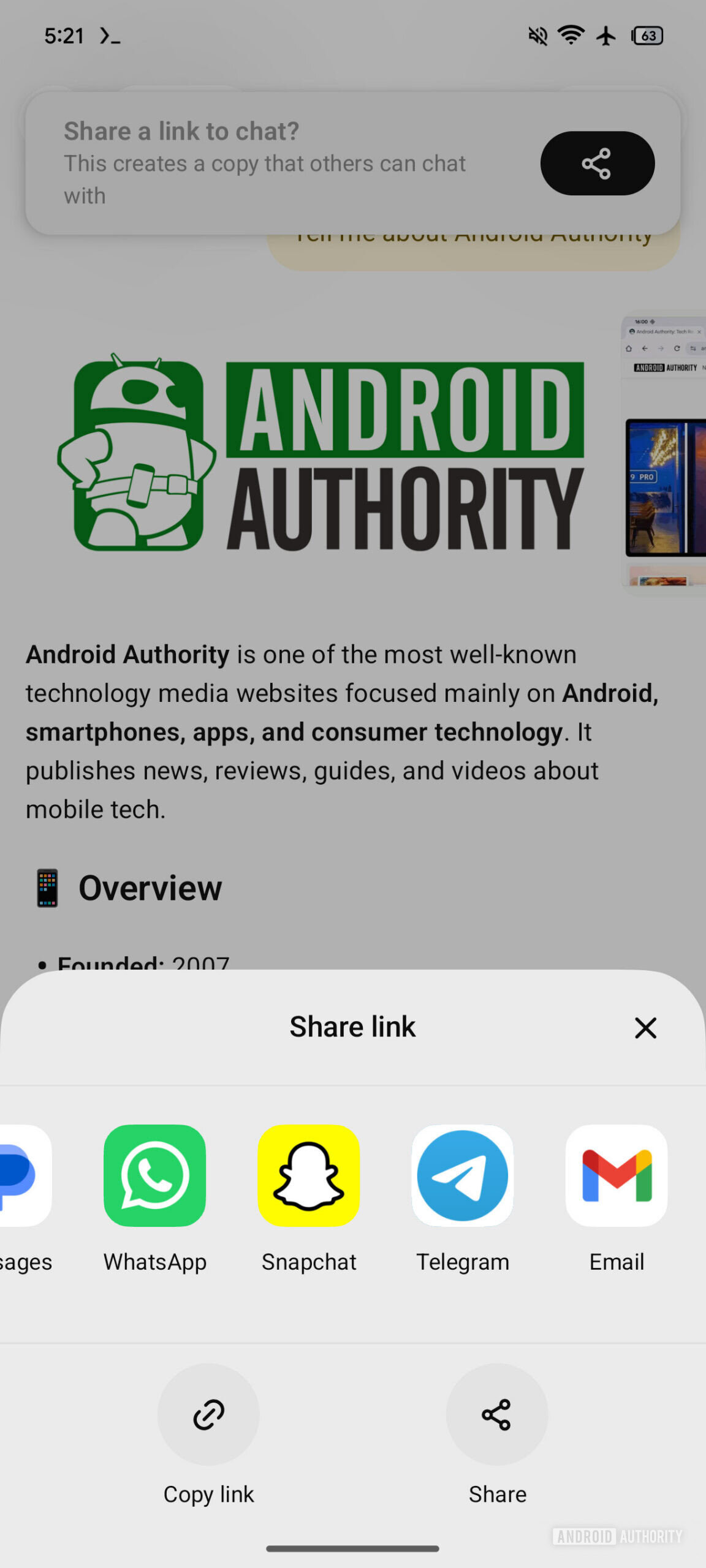 Folha de compartilhamento personalizada ChatGPT 2