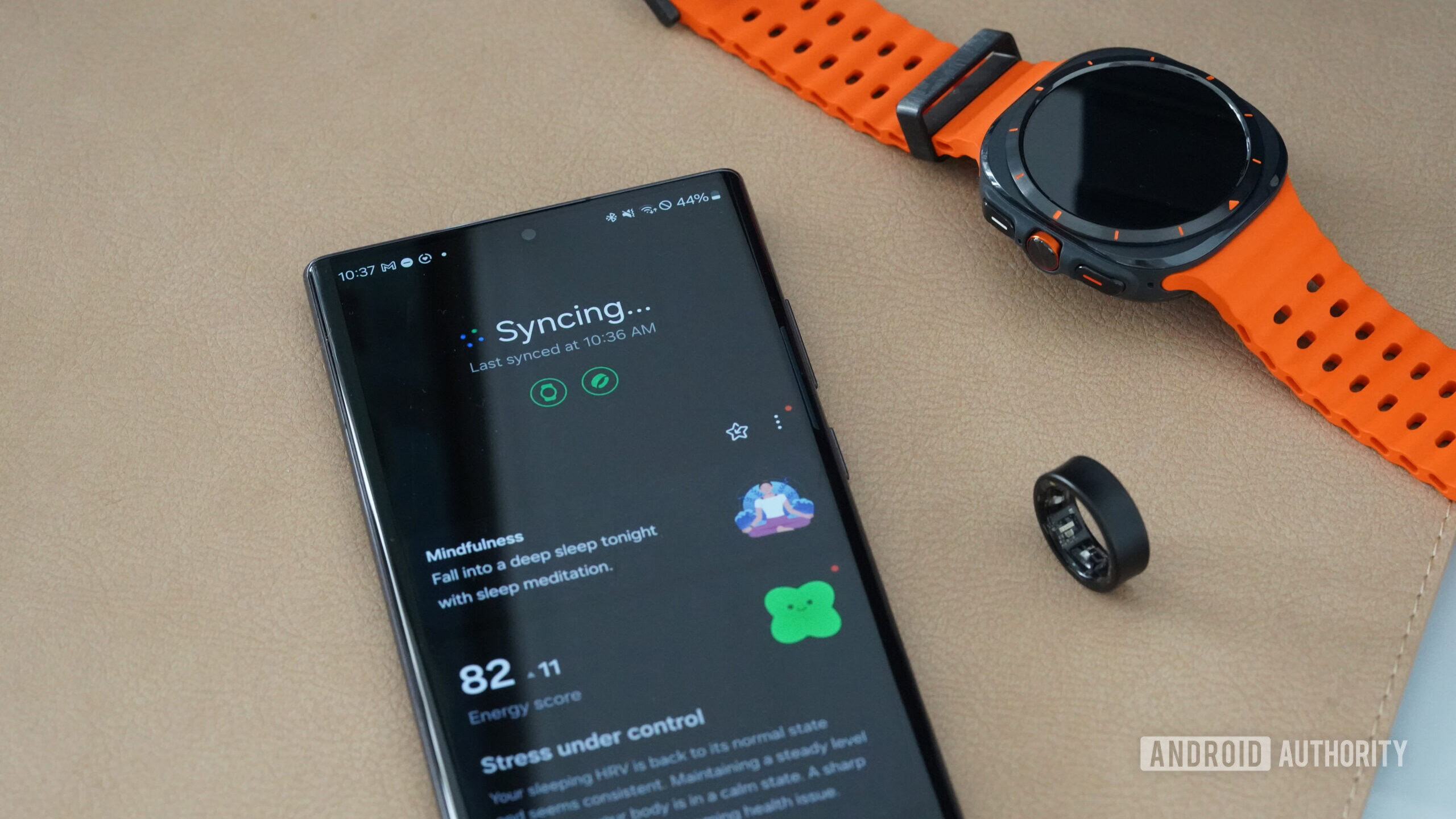 Os dados do Galaxy Watch Ultra e Galaxy Ring são sincronizados no aplicativo Samsung Health.