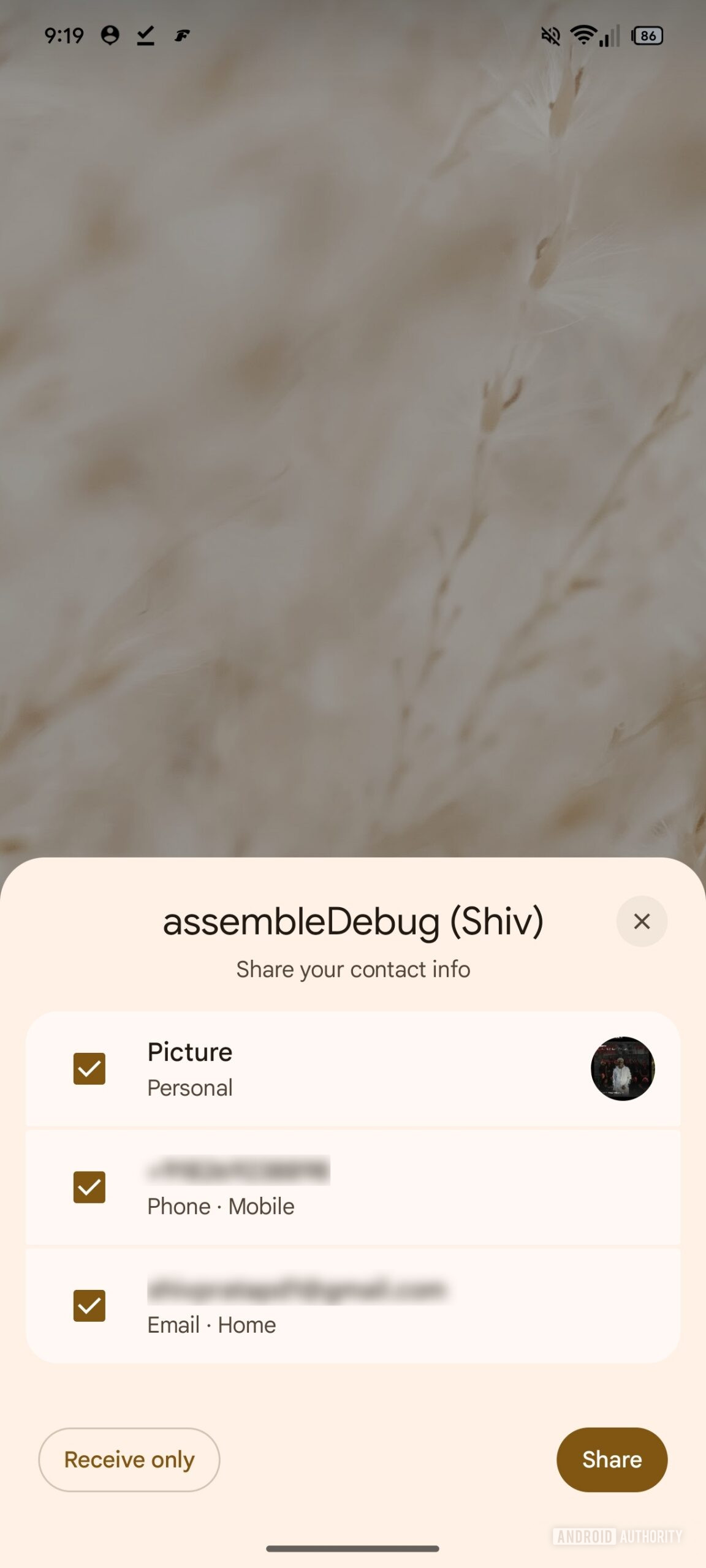 Recurso Android Tap to Share Tela de compartilhamento de contatos Recurso Android Tap to Share Tela de compartilhamento de contatos