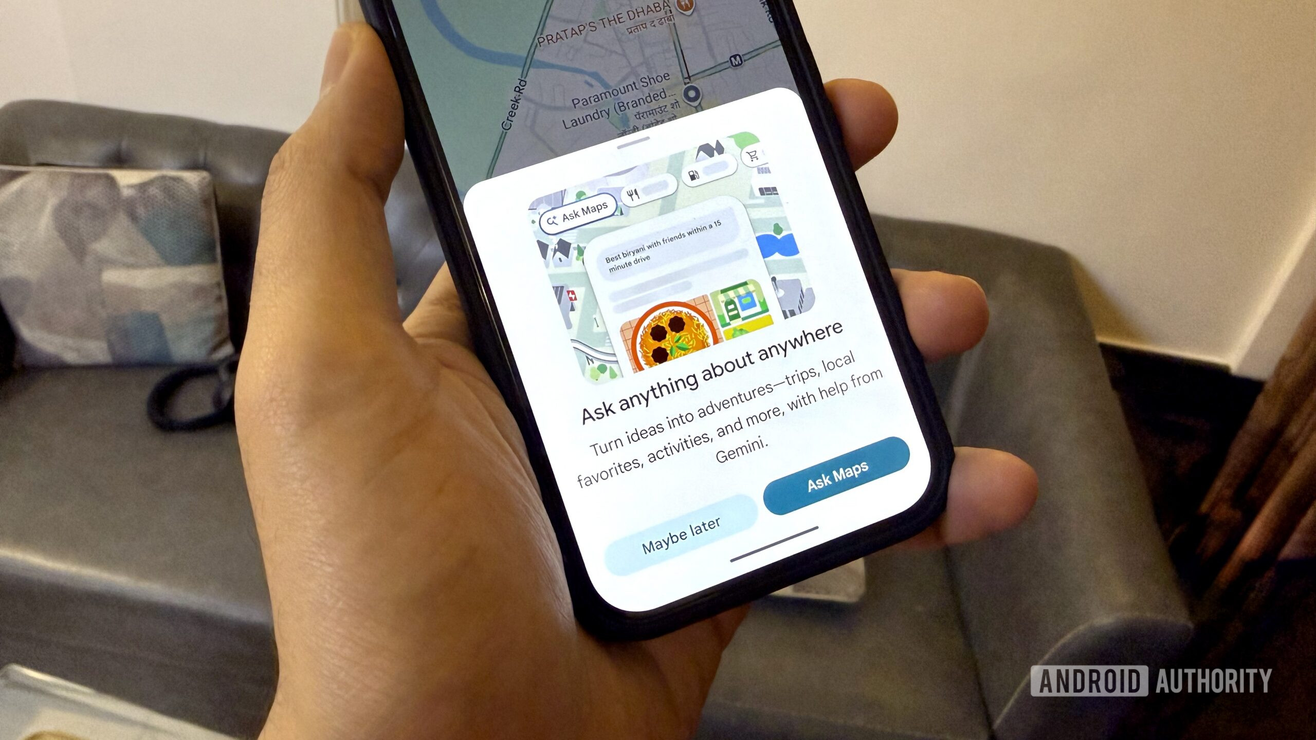 Tela de introdução do Google Maps com Ask Maps