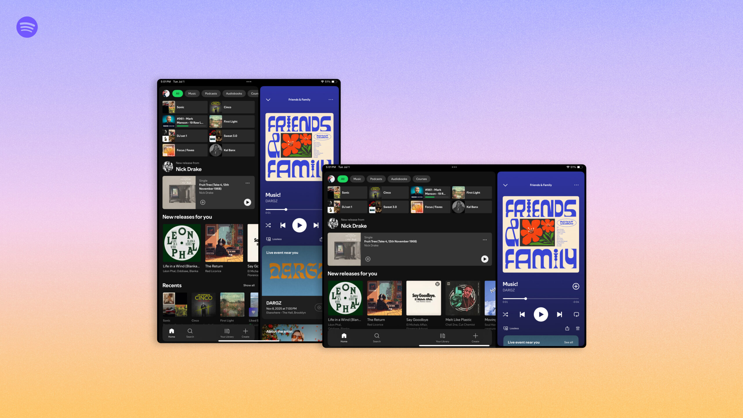 Layout 2 do tablet atualizado do Spotify Layout 2 do tablet atualizado do Spotify